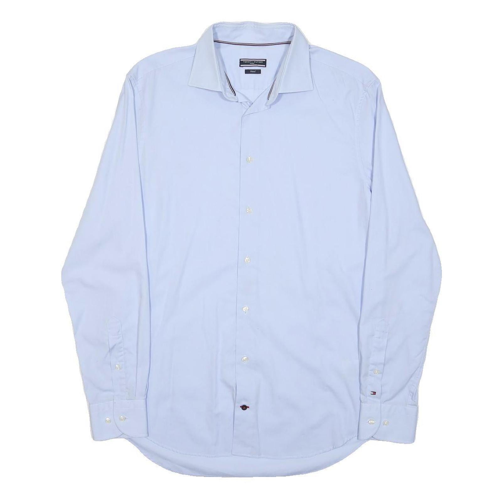 TOMMY HILFIGER Mens Blue Shirt M Classic Cotton Formal Long Sleeve Button