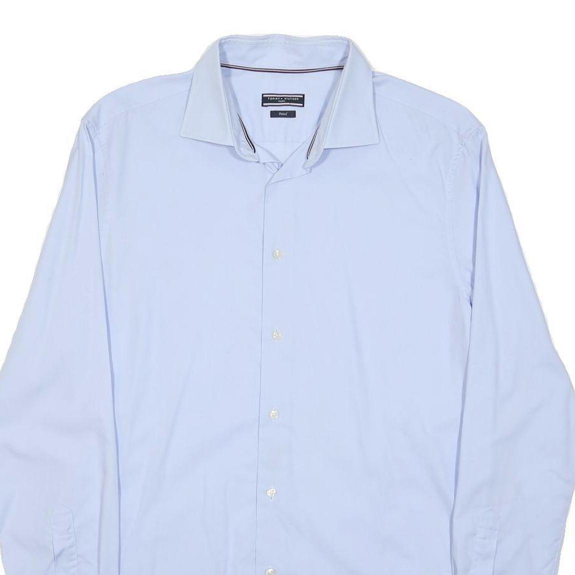 TOMMY HILFIGER Mens Blue Shirt M Classic Cotton Formal Long Sleeve Button