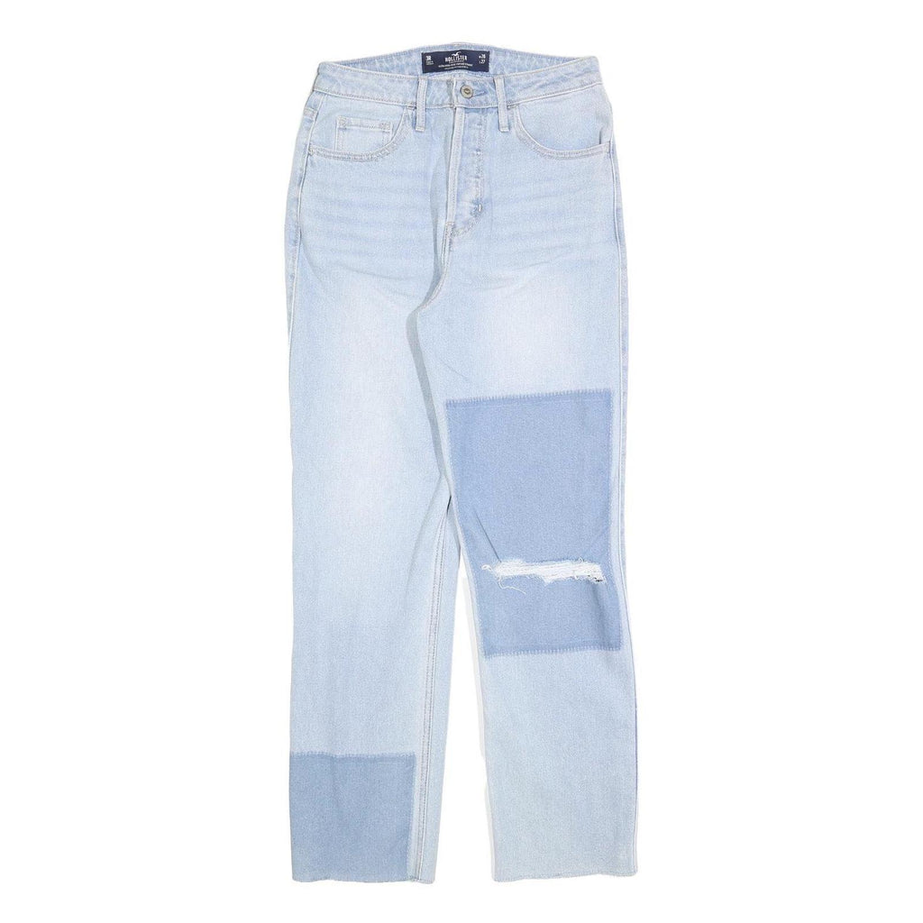 HOLLISTER Womens Regular Fit Blue Denim Button Closure Jeans W26 L27 Patch