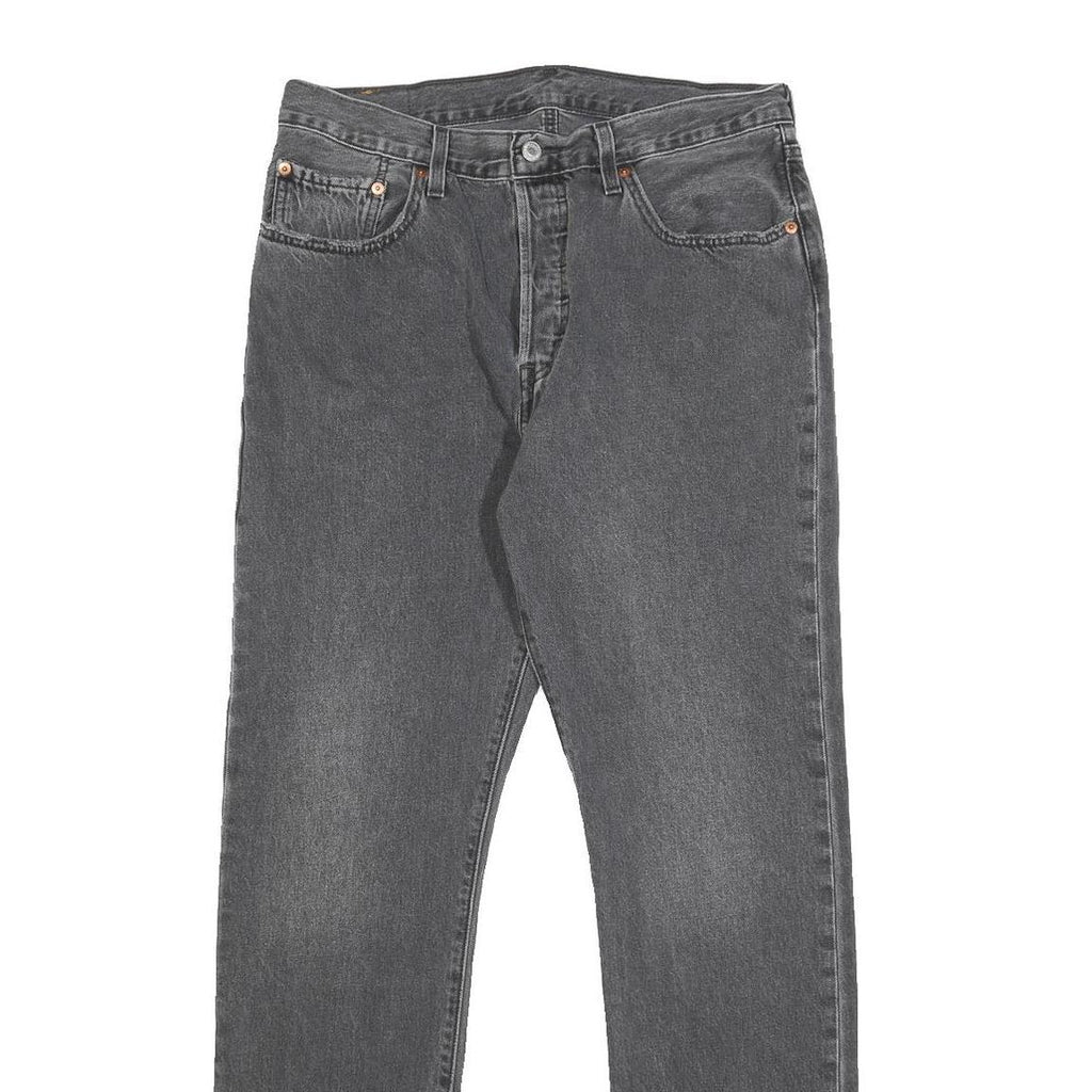 LEVI'S 501 Womens Jeans Grey Regular Straight Denim Light W31 L32 Frayed Hem