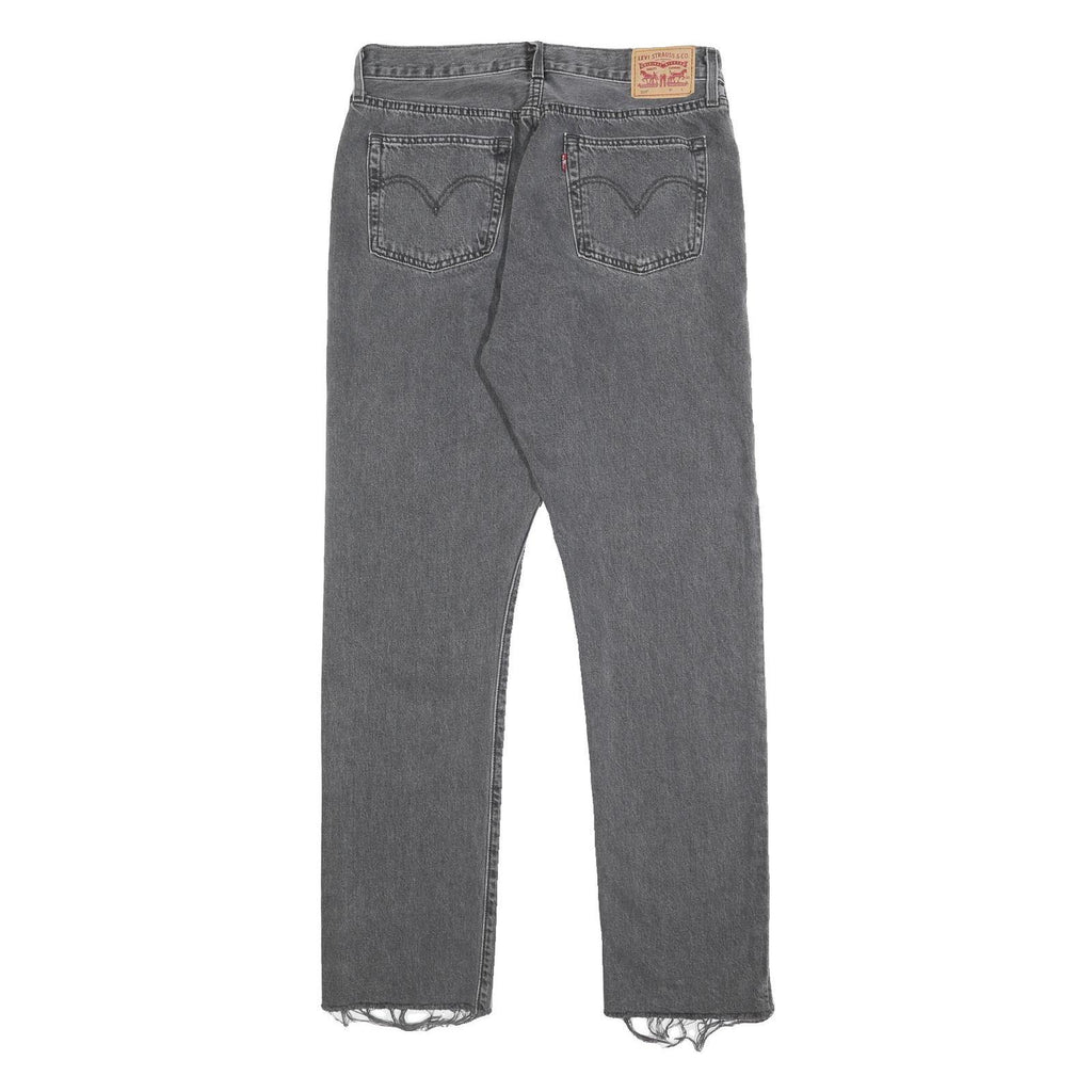 LEVI'S 501 Womens Jeans Grey Regular Straight Denim Light W31 L32 Frayed Hem