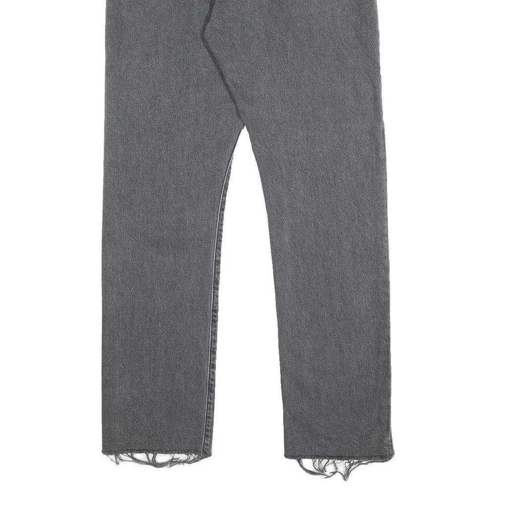 LEVI'S 501 Womens Jeans Grey Regular Straight Denim Light W31 L32 Frayed Hem