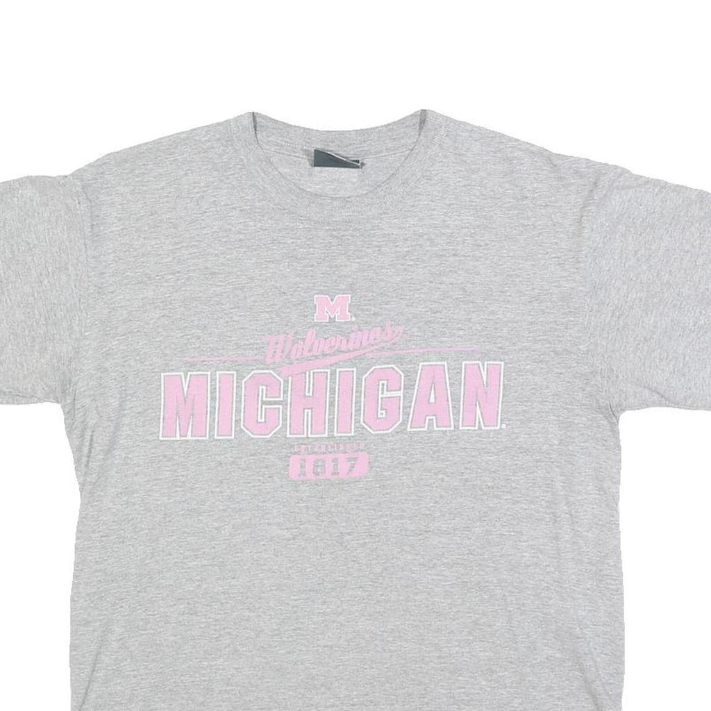 J AMERICA Womens Grey Michigan Graphic T-Shirt M Short Sleeve Crew Neck Cotton