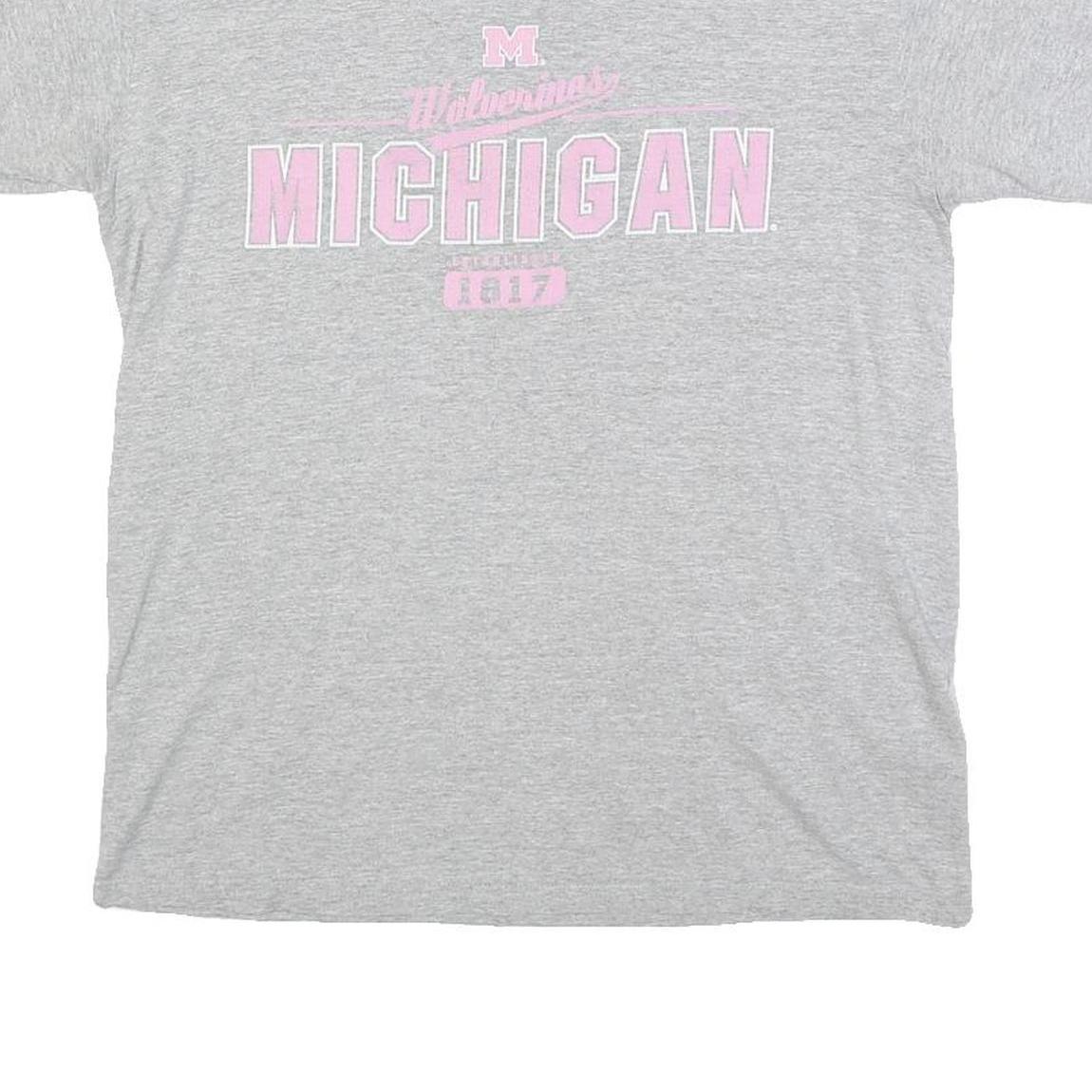 J AMERICA Womens Grey Michigan Graphic T-Shirt M Short Sleeve Crew Neck Cotton