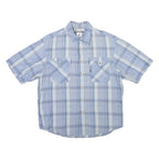 COLUMBIA Mens Blue & White Check Shirt S Cotton Blend Casual Summer Lightweight