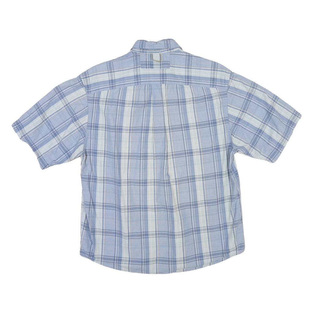 COLUMBIA Mens Blue & White Check Shirt S Cotton Blend Casual Summer Lightweight