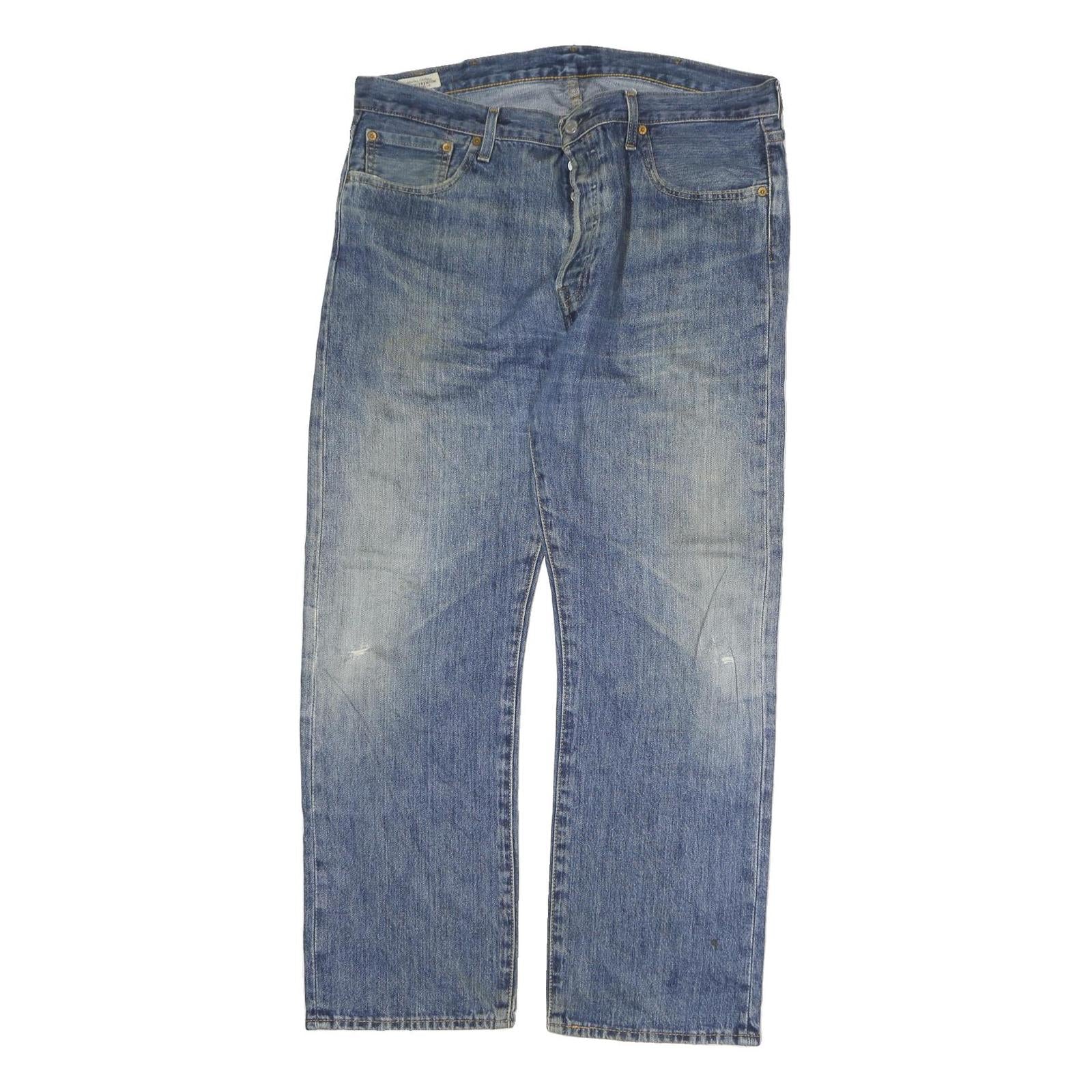 LEVI'S 501 Mens Jeans Blue Regular Straight Denim Medium W38 L30 Classic Button