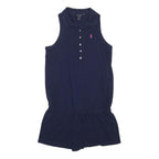 RALPH LAUREN Girls Navy Blue Sleeveless Polo Playsuit XL Cotton Blend Casual