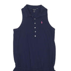 RALPH LAUREN Girls Navy Blue Sleeveless Polo Playsuit XL Cotton Blend Casual