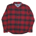 CHAPS Mens Red & Black Checked Shirt 2XL Cotton Blend Classic Casual Long Sleeve