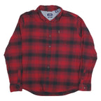 CHAPS Mens Red & Black Checked Shirt 2XL Cotton Blend Classic Casual Long Sleeve