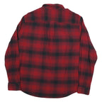 CHAPS Mens Red & Black Checked Shirt 2XL Cotton Blend Classic Casual Long Sleeve