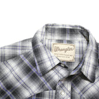 WRANGLER Mens Black & Grey Check Shirt S Cotton Blend Casual Western Style