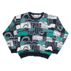 CELEBRITY CLUB Womens Patterned Jumper Grey Geometric Tight Knit L
