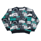 CELEBRITY CLUB Womens Patterned Jumper Grey Geometric Tight Knit L