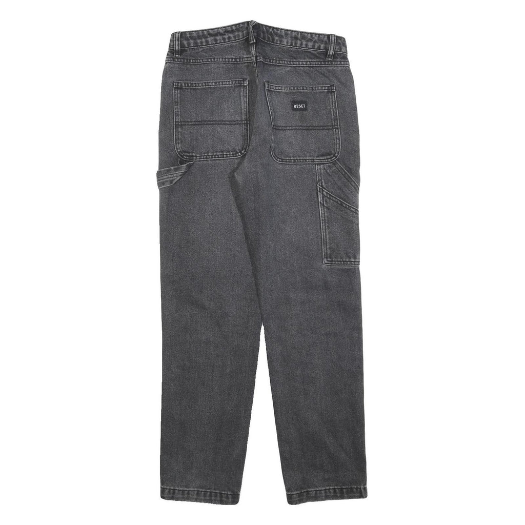 RESET Womens Regular Grey Denim Jeans W28 L28 Workwear Cotton Blend Zip