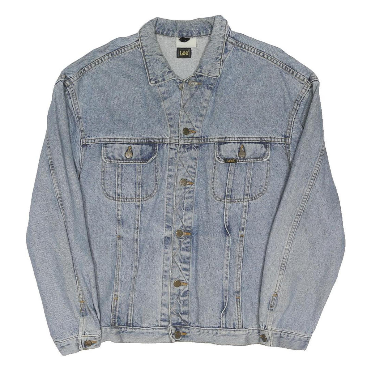 LEE Mens Blue Denim Jacket XL Cotton Blend Button Closure Classic Fit Casual