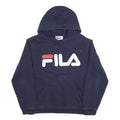 FILA Mens Navy Blue Pullover Hoodie M Cotton Blend Casual Logo Sweatshirt