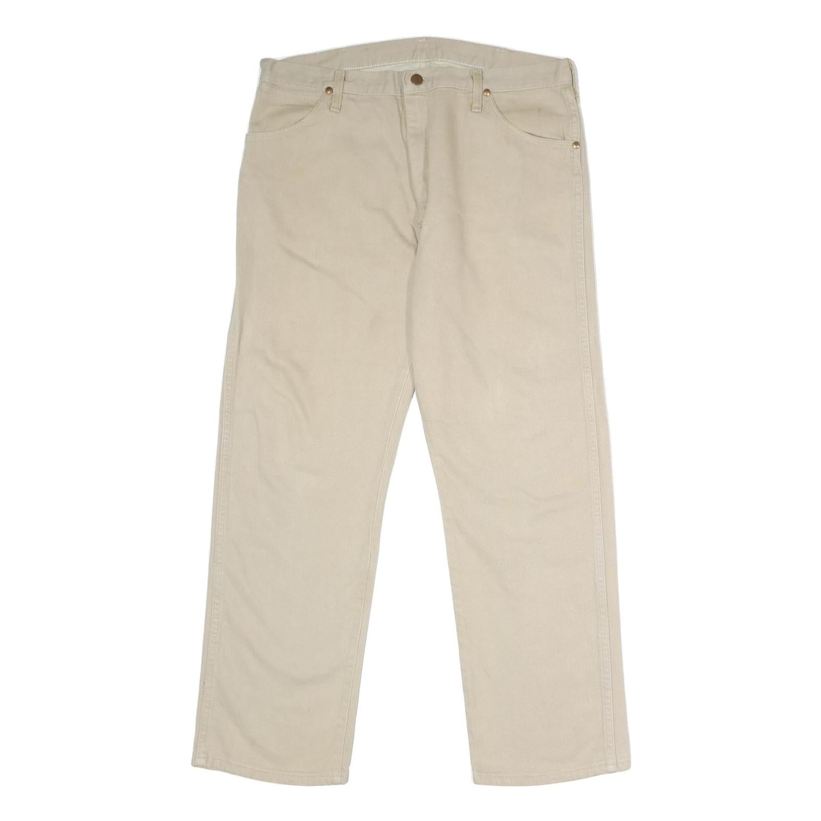 WRANGLER Mens Relaxed Beige Cotton Jeans W36 L30 Casual Zip Closure