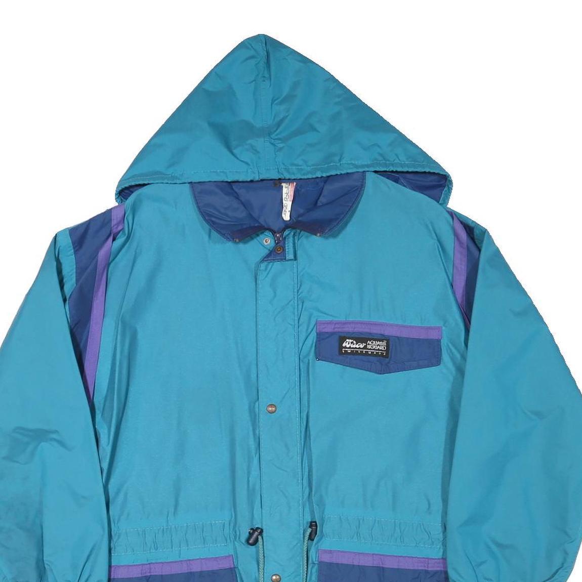 AQUA GUARD Mens Blue & Purple Outdoor Jacket S Polyester Blend Button Hooded