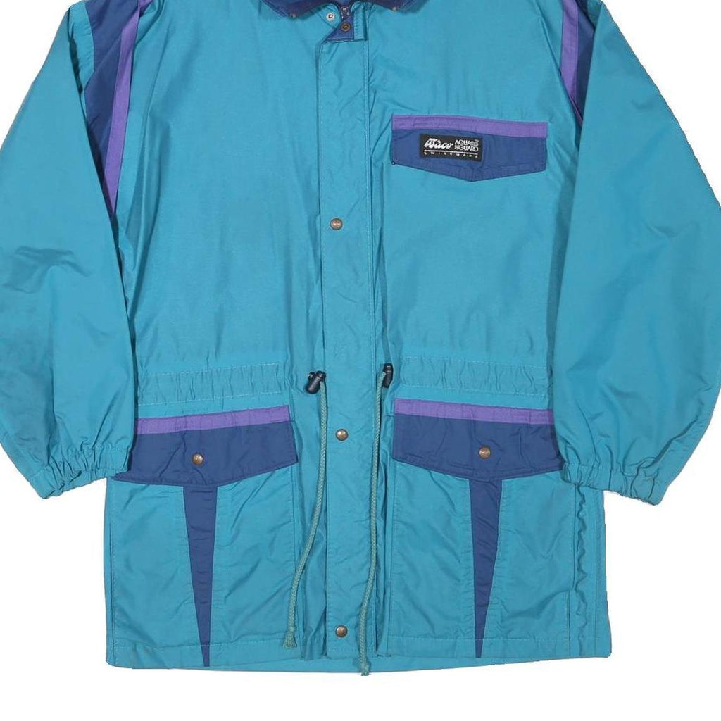 AQUA GUARD Mens Blue & Purple Outdoor Jacket S Polyester Blend Button Hooded