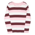 TOMMY HILFIGER Womens Pink & Maroon Striped Patterned Cotton Blend Jumper Crew