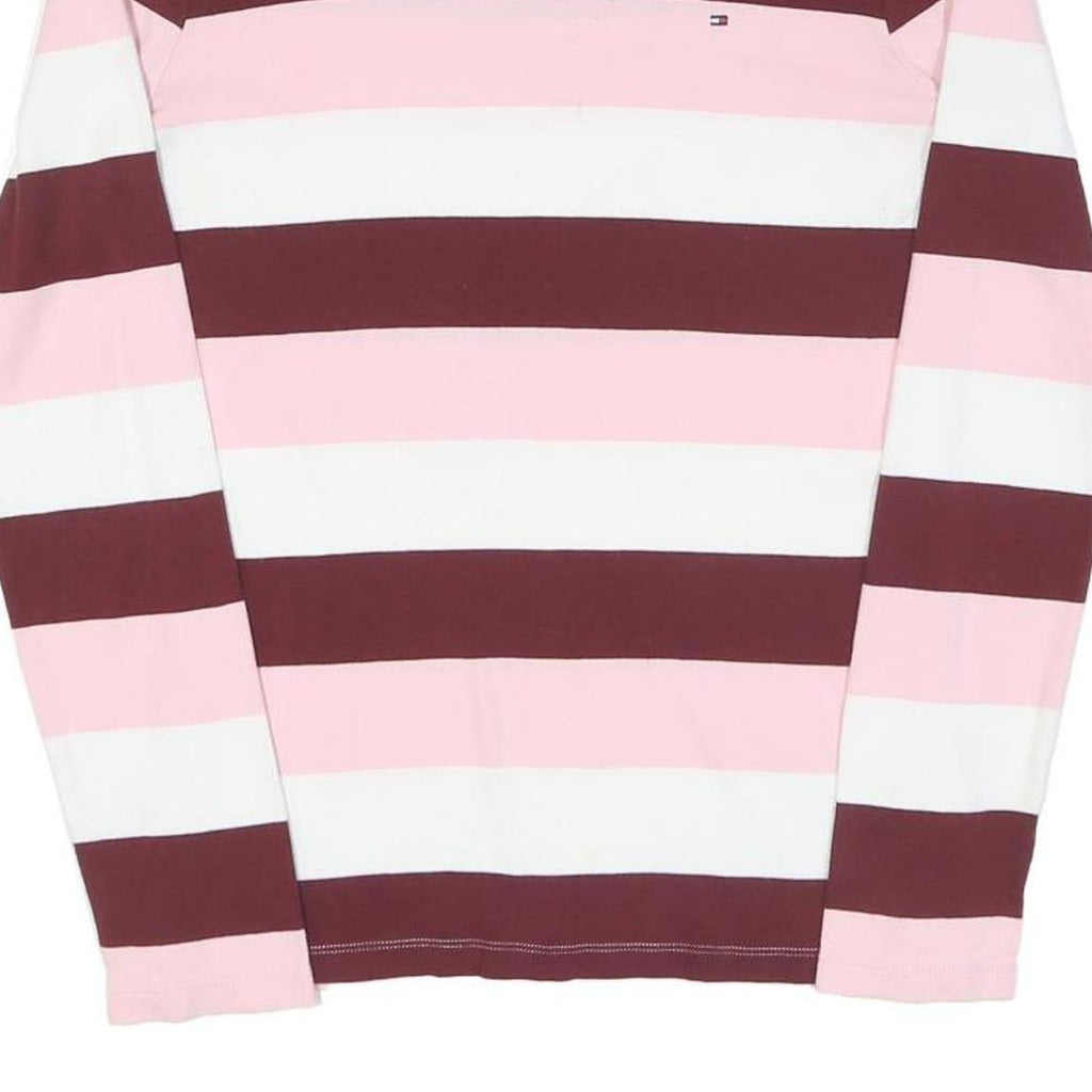 TOMMY HILFIGER Womens Pink & Maroon Striped Patterned Cotton Blend Jumper Crew