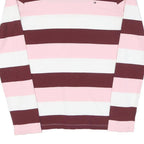 TOMMY HILFIGER Womens Pink & Maroon Striped Patterned Cotton Blend Jumper Crew