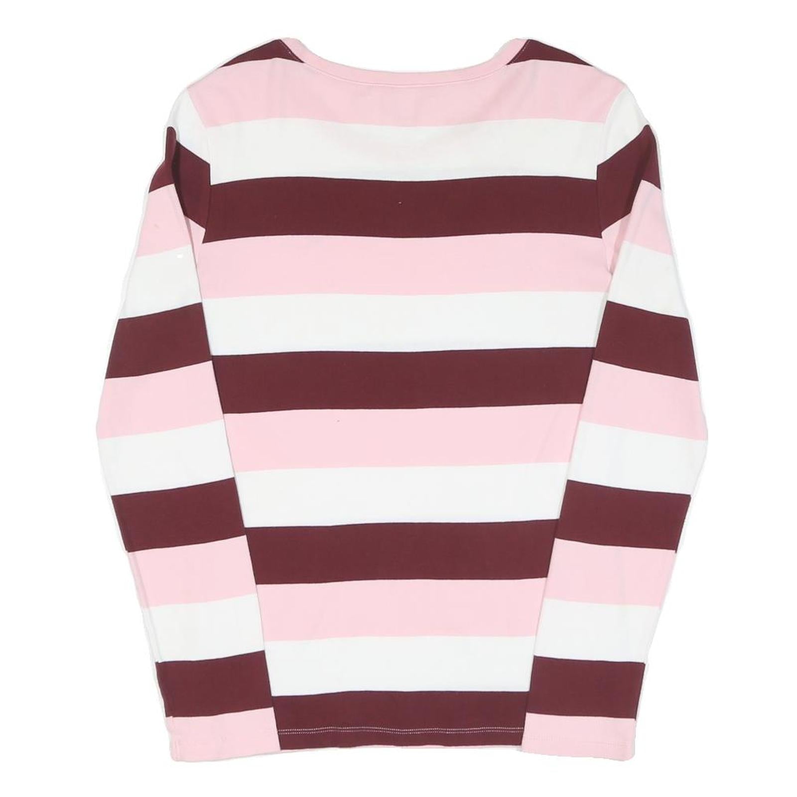 TOMMY HILFIGER Womens Pink & Maroon Striped Patterned Cotton Blend Jumper Crew