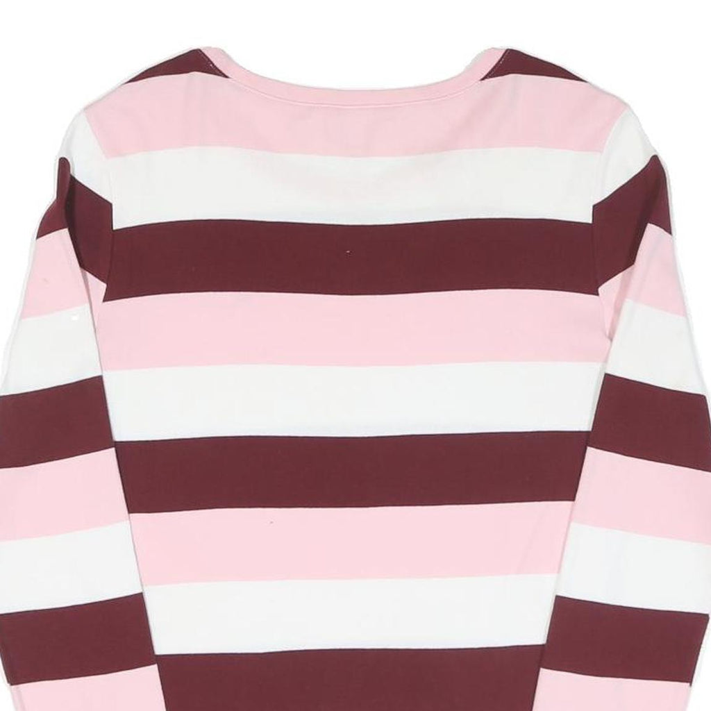 TOMMY HILFIGER Womens Pink & Maroon Striped Patterned Cotton Blend Jumper Crew