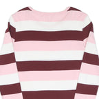 TOMMY HILFIGER Womens Pink & Maroon Striped Patterned Cotton Blend Jumper Crew