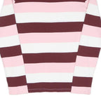 TOMMY HILFIGER Womens Pink & Maroon Striped Patterned Cotton Blend Jumper Crew