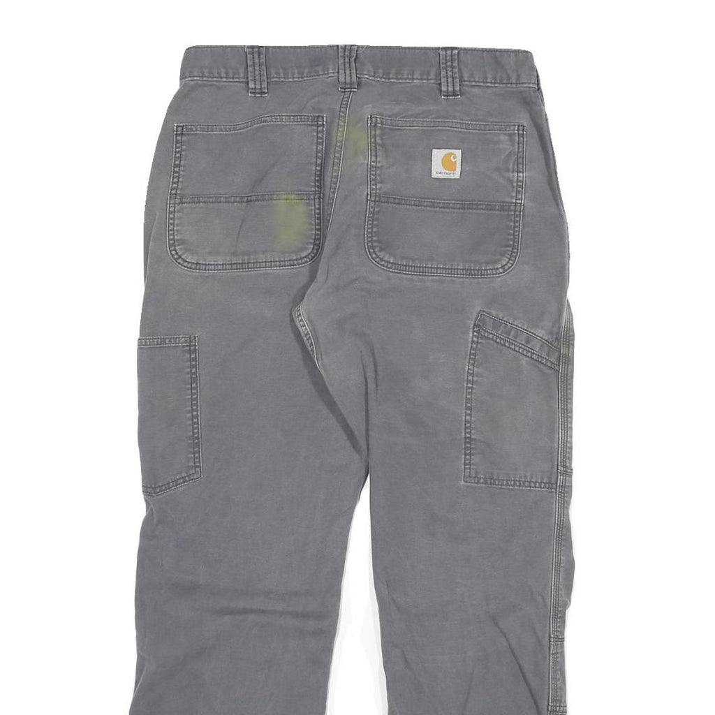 CARHARTT Mens Relaxed Grey Cotton Blend Trouser W30 L29 Workwear Zip Closure
