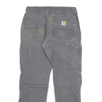 CARHARTT Mens Relaxed Grey Cotton Blend Trouser W30 L29 Workwear Zip Closure