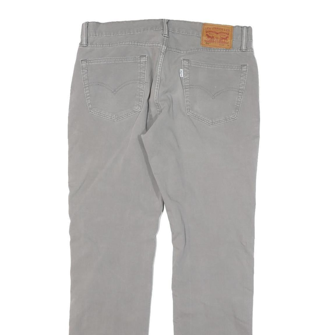 LEVI'S Mens Slim Grey Cotton Blend Trousers W34 L31 Zip Closure Stylish Fit