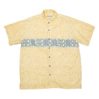 GO BAREFOOT Mens Hawaiian Shirt Yellow Crazy Pattern XL