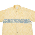 GO BAREFOOT Mens Hawaiian Shirt Yellow Crazy Pattern XL