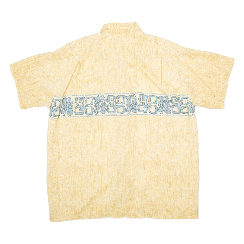 GO BAREFOOT Mens Hawaiian Shirt Yellow Crazy Pattern XL