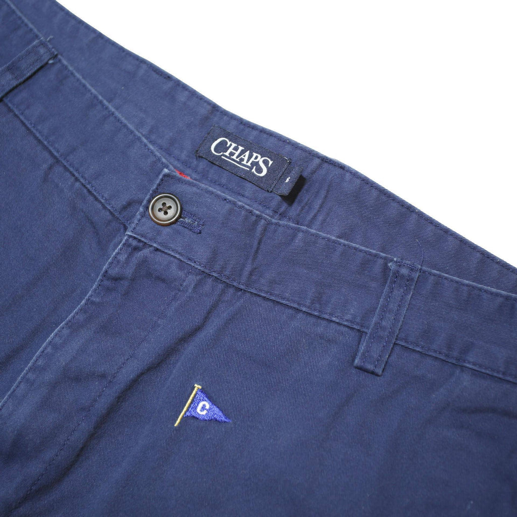 CHAPS Mens Shorts Blue Casual Cotton Blend L W36 Flag Embroidered Pattern
