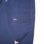 CHAPS Mens Shorts Blue Casual Cotton Blend L W36 Flag Embroidered Pattern