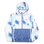 REEBOK Womens Blue & White Tie Dye Zip Jacket L Polyester Blend Hooded Casual