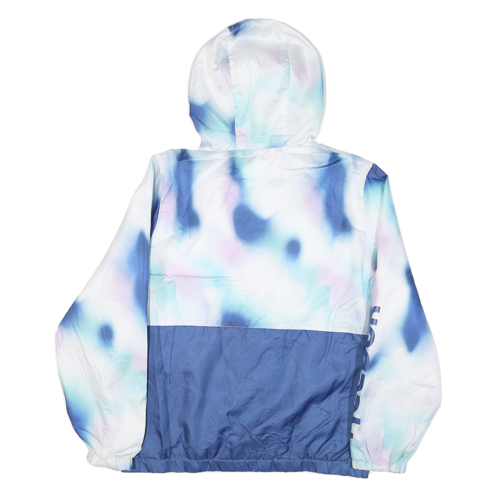 REEBOK Womens Blue & White Tie Dye Zip Jacket L Polyester Blend Hooded Casual