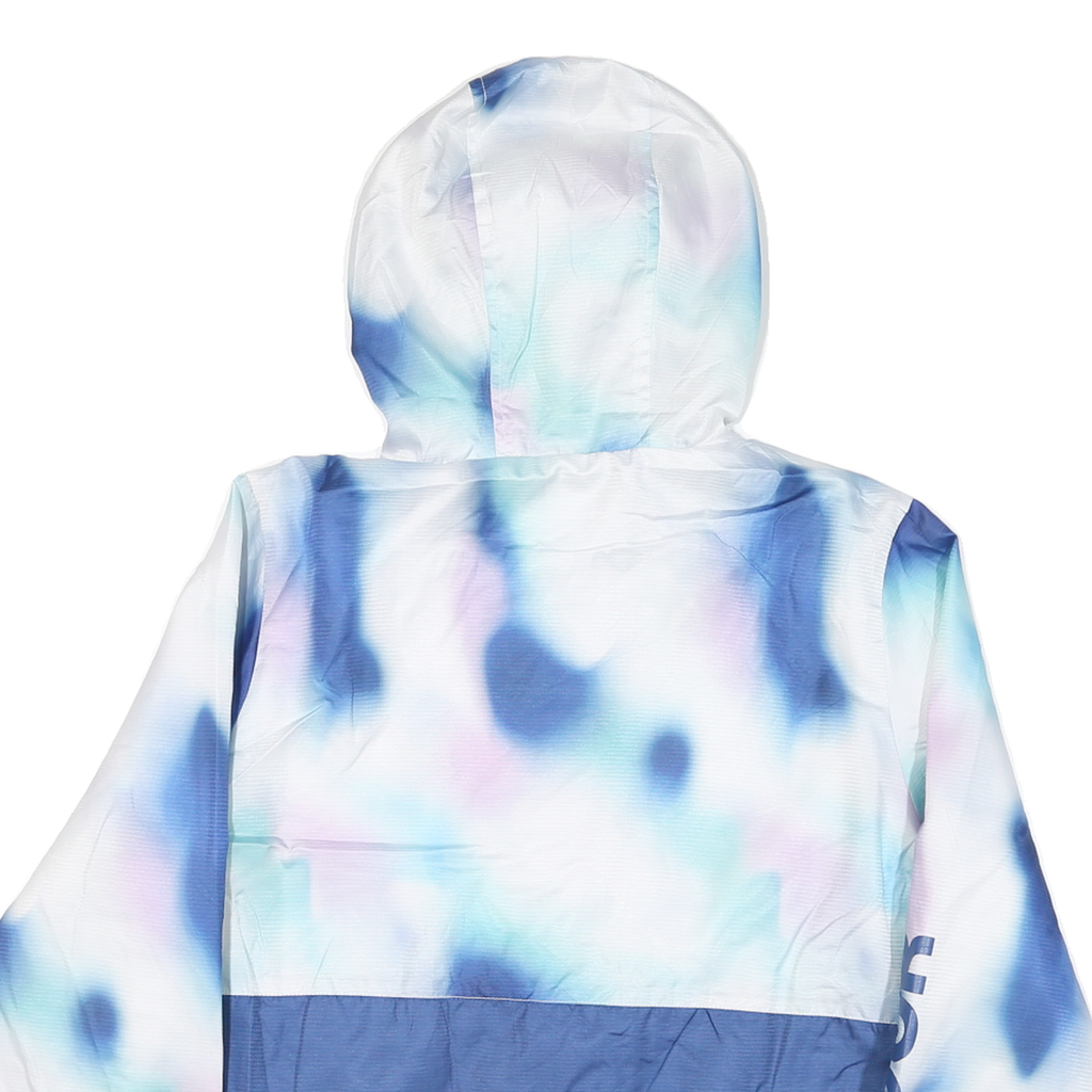 REEBOK Womens Blue & White Tie Dye Zip Jacket L Polyester Blend Hooded Casual