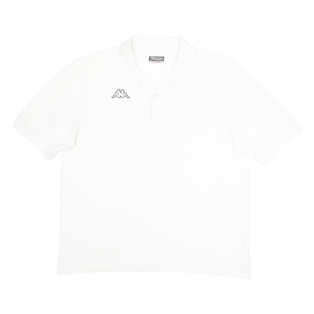KAPPA Mens White Cotton Polo Shirt L Logo Short Sleeve Basic Casual