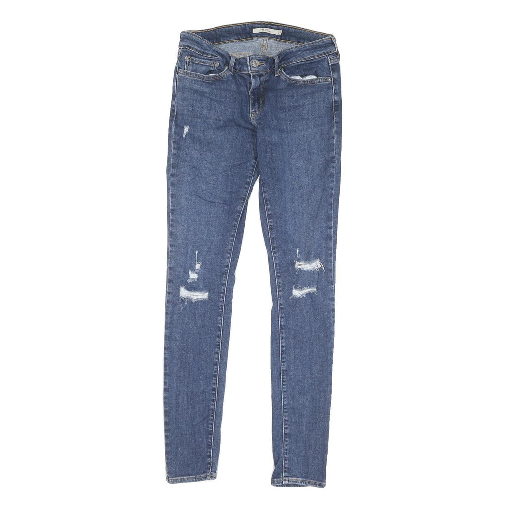 LEVI'S 711 Womens Jeans Blue Slim Skinny Denim Medium W27 L30 Distressed