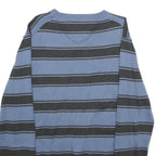 TOMMY HILFIGER Mens Blue & Grey Striped Pattern V-Neck Basic Knit Jumper L