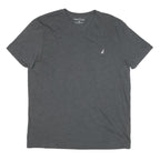NAUTICA Mens Grey V-Neck T-Shirt 2XL Cotton Blend Casual Summer Wear