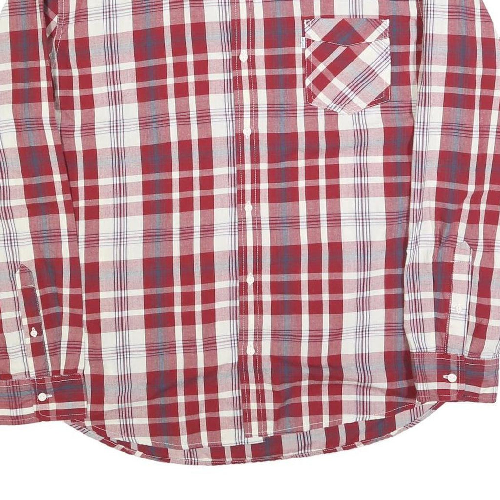 LEVI'S Mens Red & White Checked Shirt 2XL Cotton Blend Long Sleeve Casual
