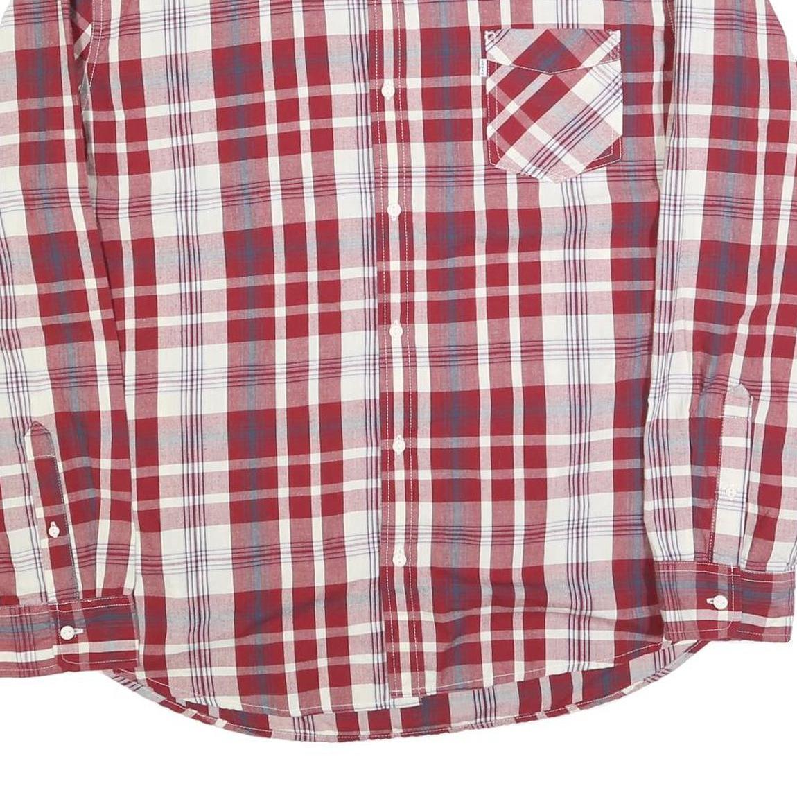LEVI'S Mens Red & White Checked Shirt 2XL Cotton Blend Long Sleeve Casual