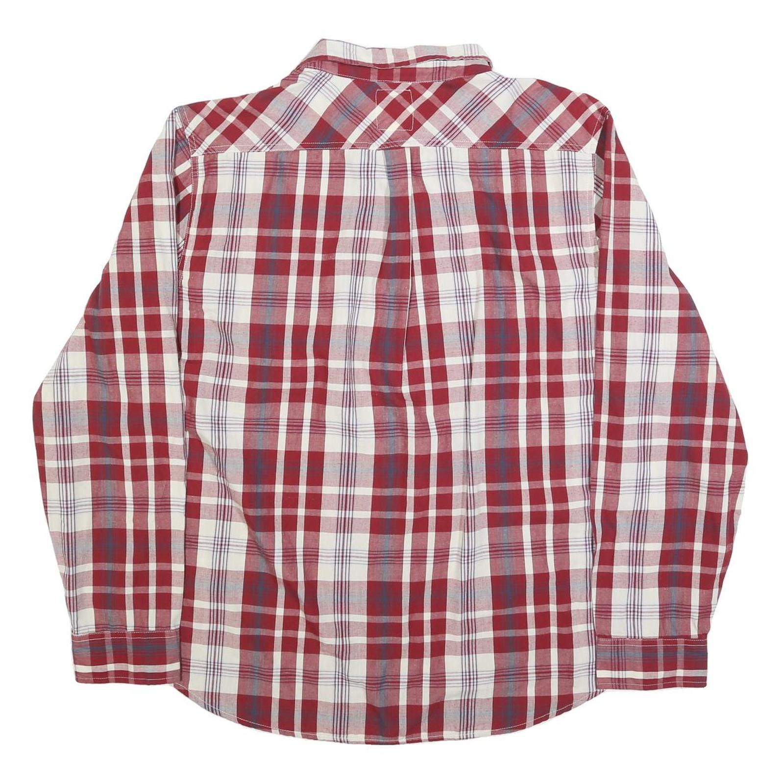 LEVI'S Mens Red & White Checked Shirt 2XL Cotton Blend Long Sleeve Casual